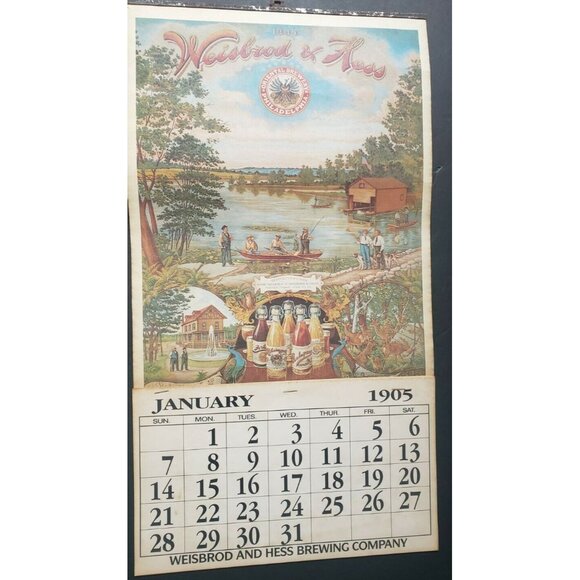 REPRO Weisbrod & Hess Oriental Brewery Philadelphia PA Beer Calendar 21" X 11” - Picture 2 of 5